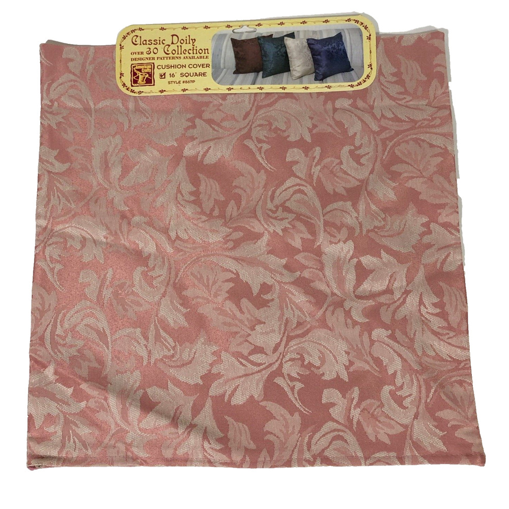 Pink Pillow Cushion Covers Zip Floral 16” Square Pink Cream Brocade Set of Four - Picture 6 of 13